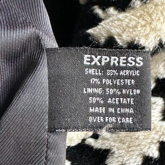 Vintage Faux Fur Express Houndstooth Coat Rare - Picture 6 of 7